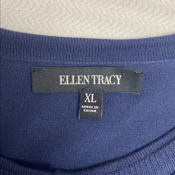 Ellen Tracy Cardigan 3/4 Sleeve Coastal Pearlized Button-Up Indigo Navy Size XL - Picture 2 of 9